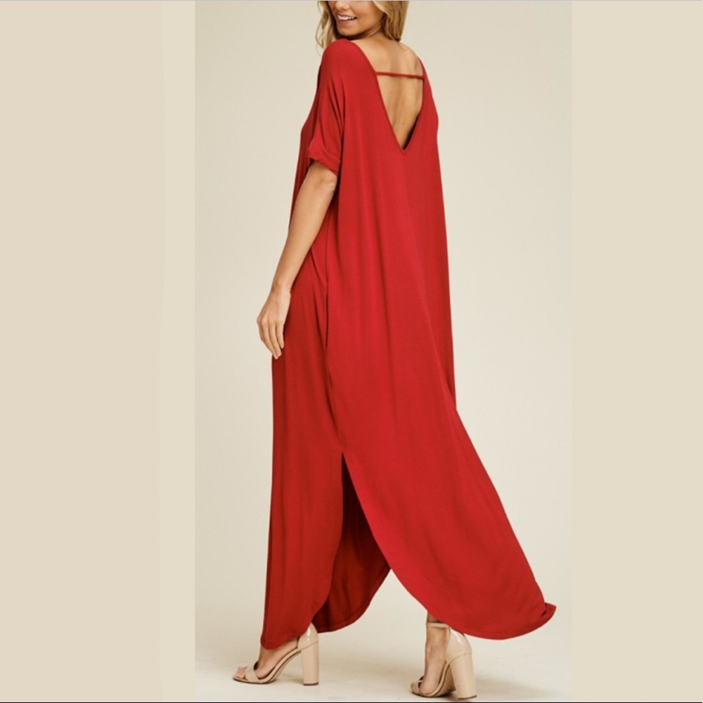 The loose fit  v  back maxi T-shirt dress